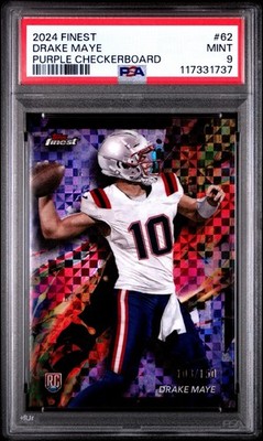2024 TOPPS FINEST DRAKE MAYE #62 PURPLE CHECKERBOARD /150 PSA 9