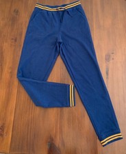 Janie and Jack Boys 14 Jogger Pants French Terry Striped Cuff, Blue, Yellow