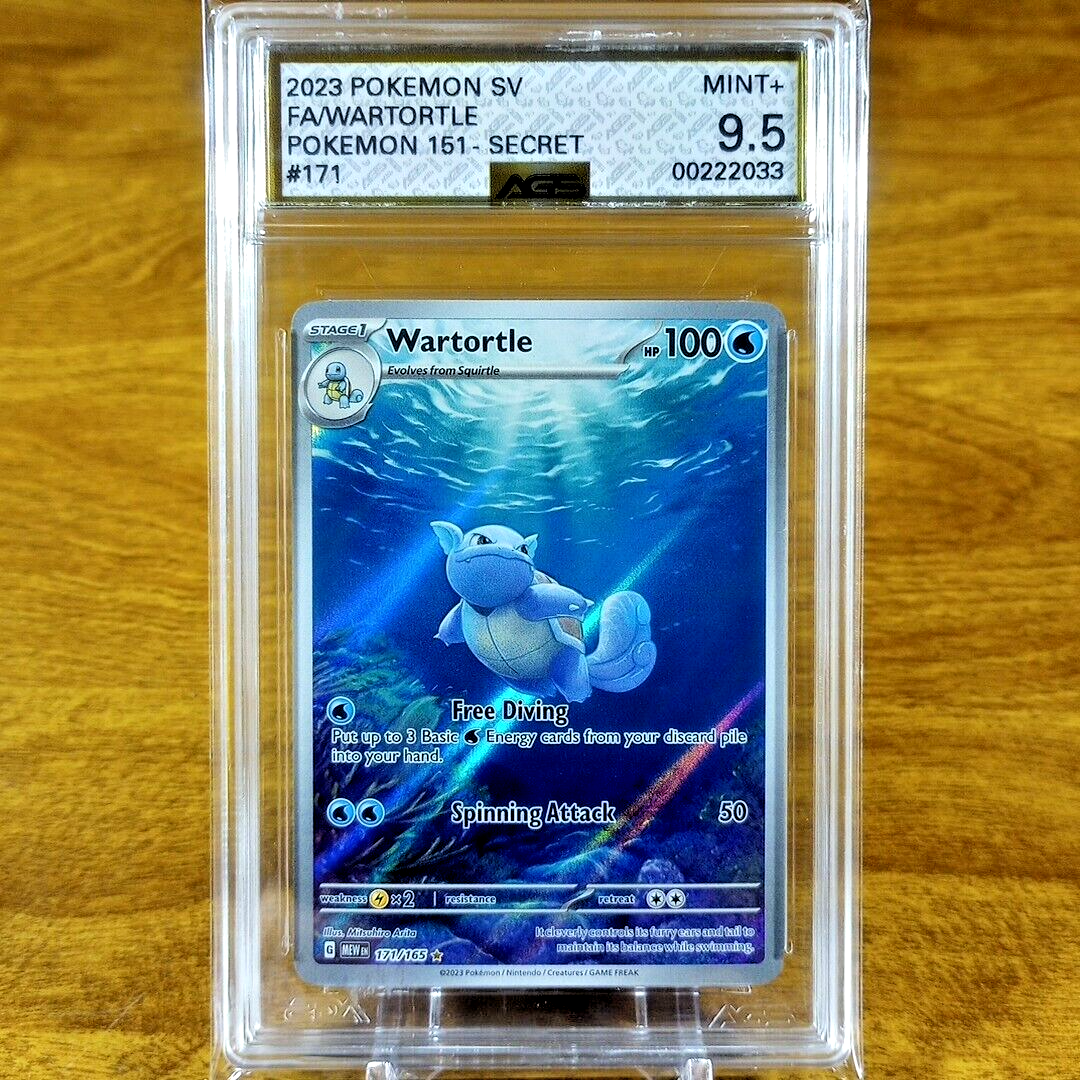 Pokemon SV 151 Wartortle 171/165 AGS Mint+ 9.5 FA Full Art Holo