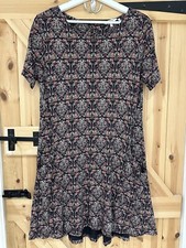 Fat Face Simone Dress Size 12 Tunic Jersey Pullover Swing Folk Ditsy Morris GUC