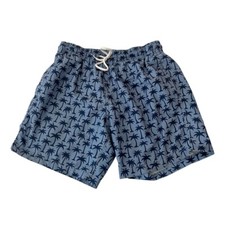 Mens Trunk Surf Swim Co Small BLue Palm Tree Print Swim Shorts Drawstring