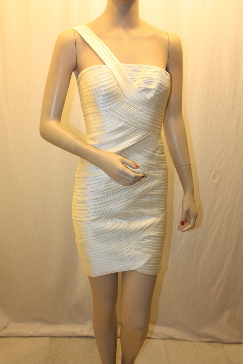 bcbg white one shoulder dress BCBGMAXAZRIA One Shoulder Gown - Kendal Ruffle