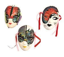 Venetian Style Decorative Wall Masks Hand Painted Glitter Butterfly Trio