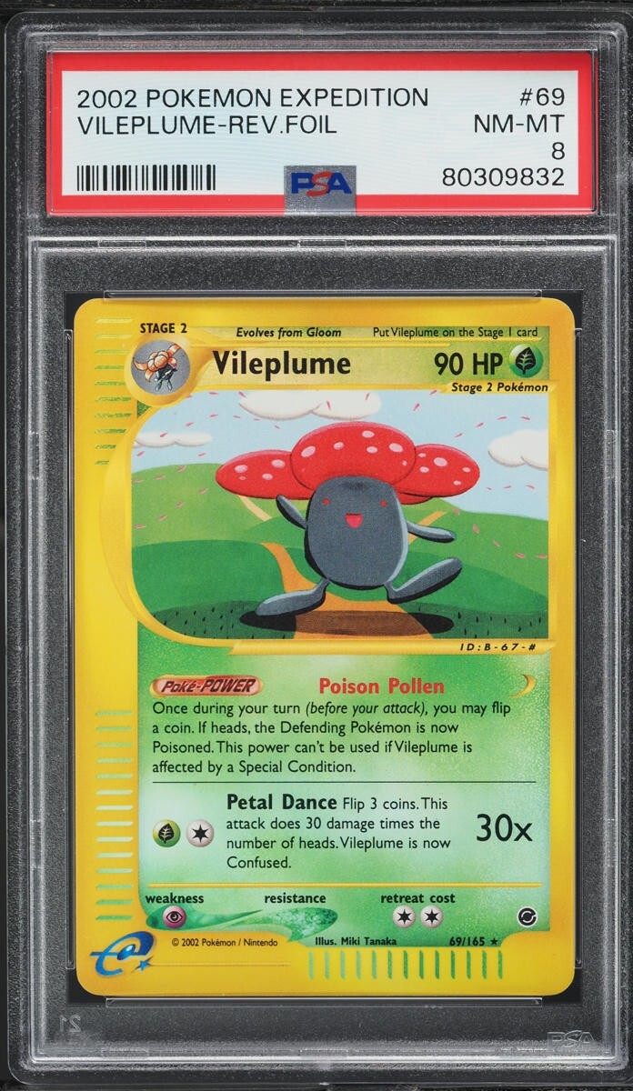 2002 Pokemon Expedition Reverse Holo Vileplume #69 PSA 8 NM-MT