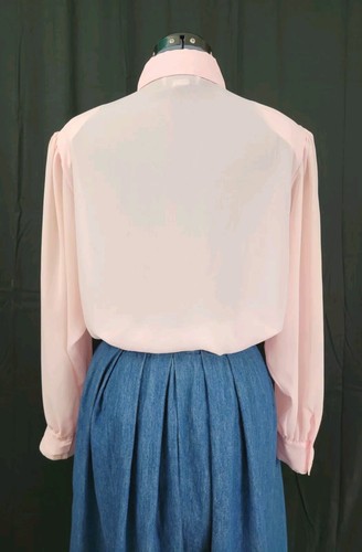Vtg Justine Todd Pink Blouse w Front Pleating & Concealled Buttons Size 16 - Picture 13 of 19