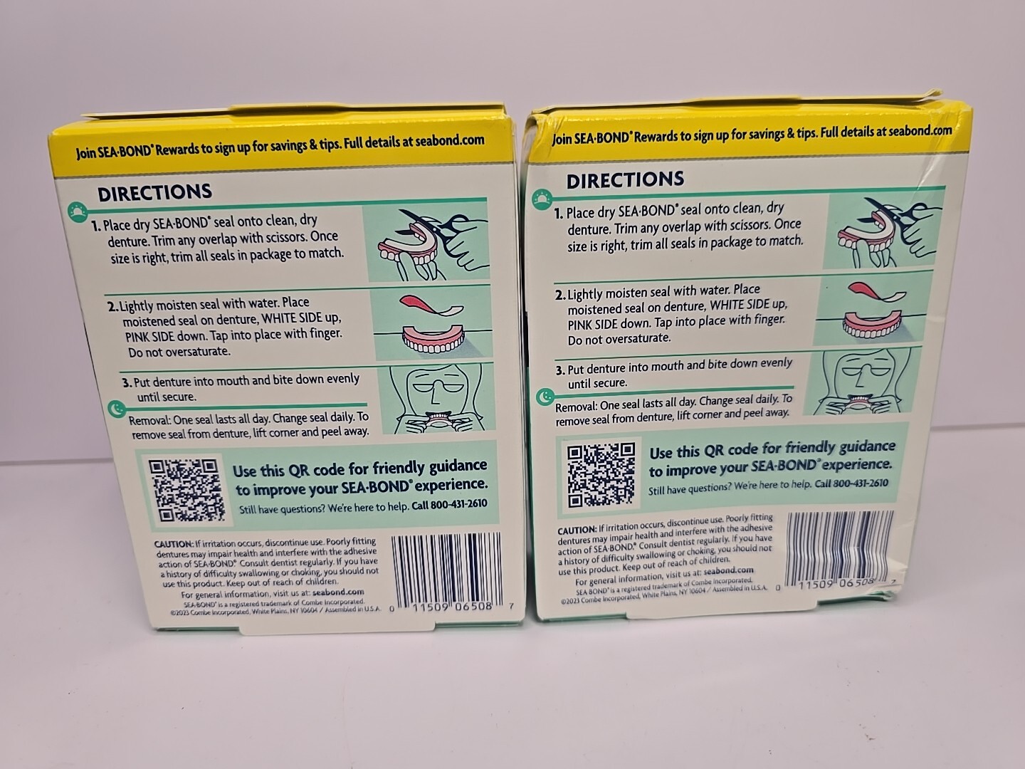 2 PACK Sea Bond Secure Denture Adhesive Seals, Fresh Mint Lowers, 30 Count