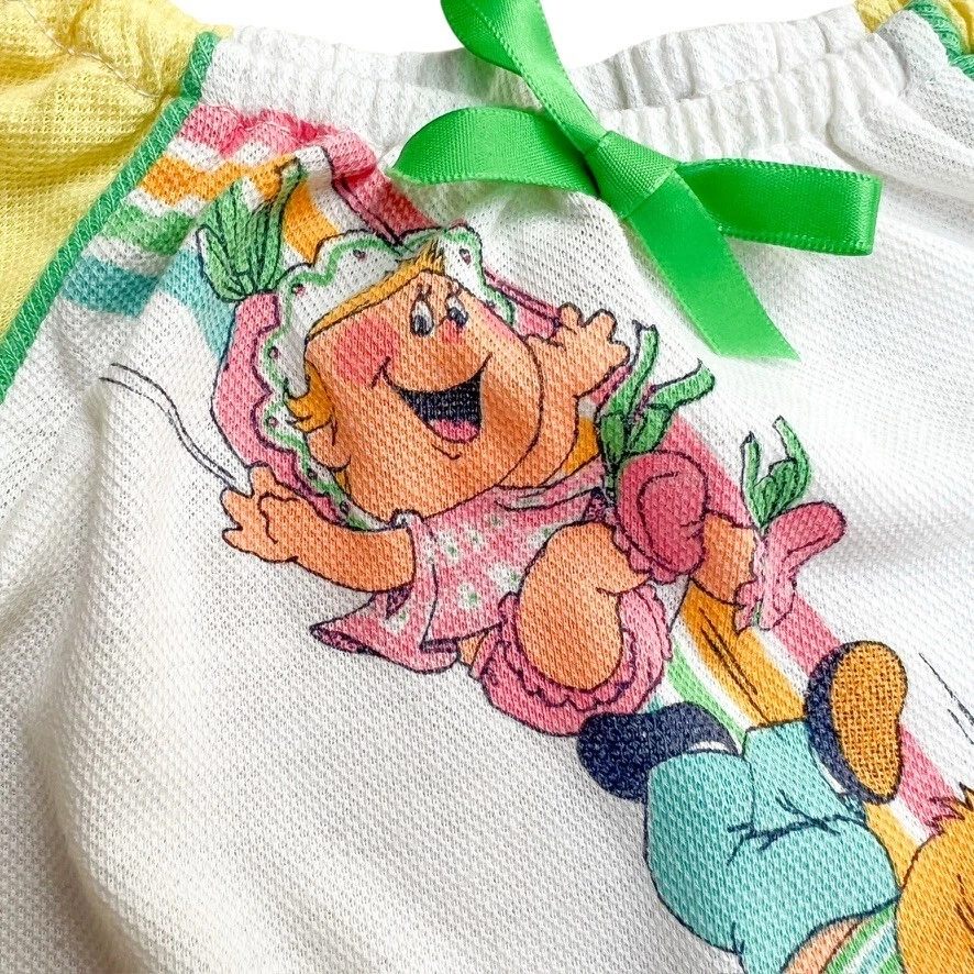 VINTAGE 70s 80s Graphic Top Rainbow Baby Girl 12M Retro T-Shirt Cute Kids Bunny - Image 3 of 4
