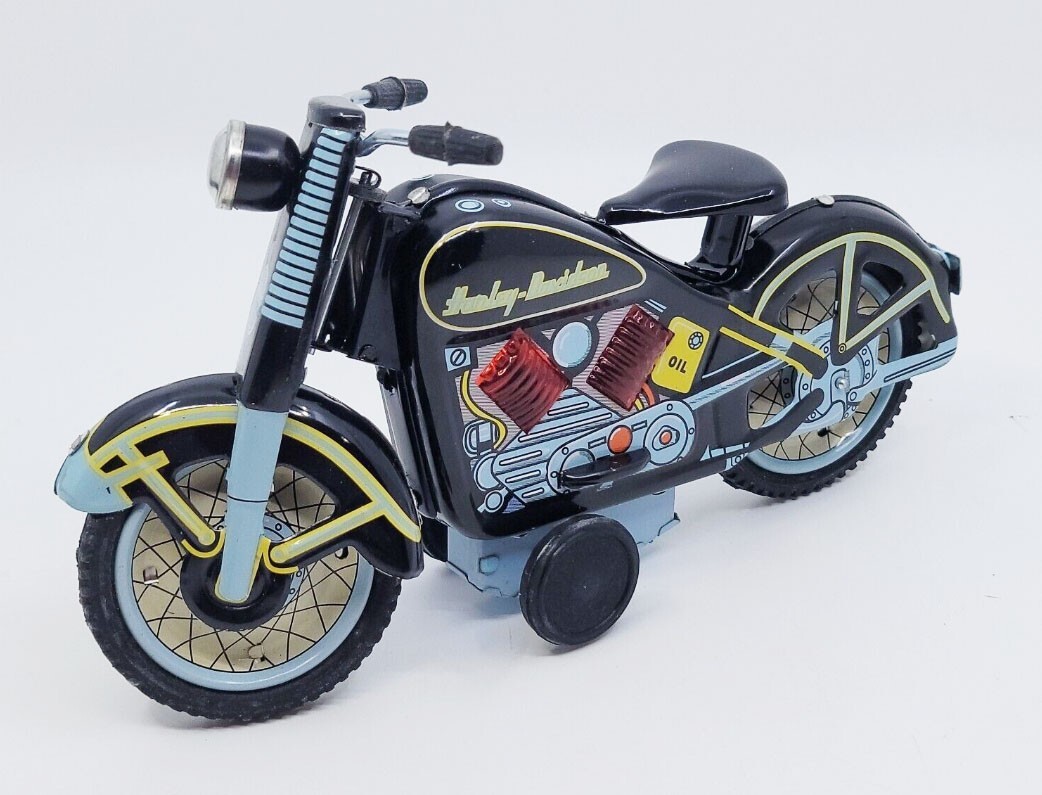 Jouet Mécanique Xonex – Moto Harley Davidson 1950 – Édition Limitée En Tôle (Boîte D'Origine)