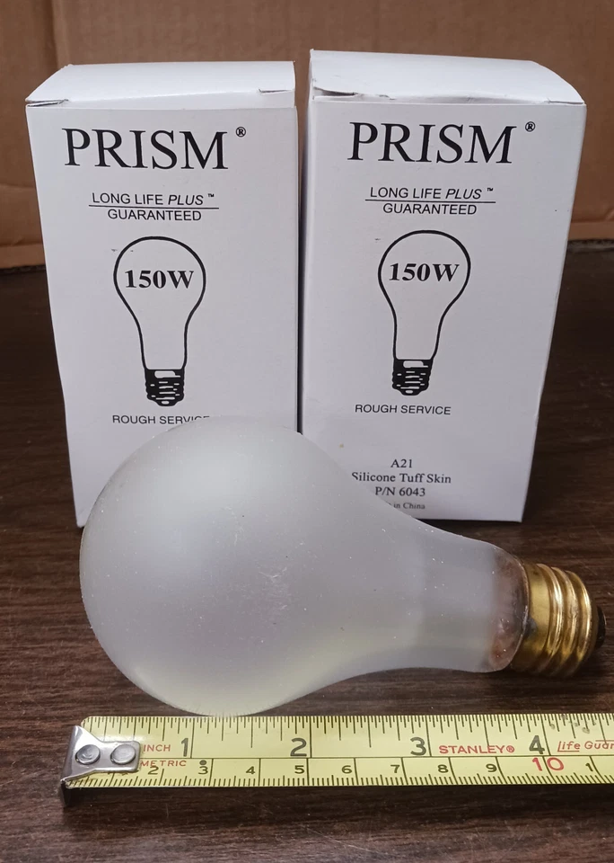 Prism 150W A21 Rough Service Silicone Tuff Skin Long Life Plus Bulbs  - 2 Pcs. - Image 2 of 4