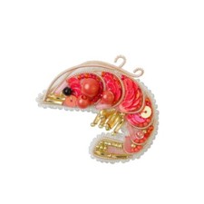 DIY Jewelry Making Beading kit Shrimp Brooch Bead Embroidery Pin Needlepoint