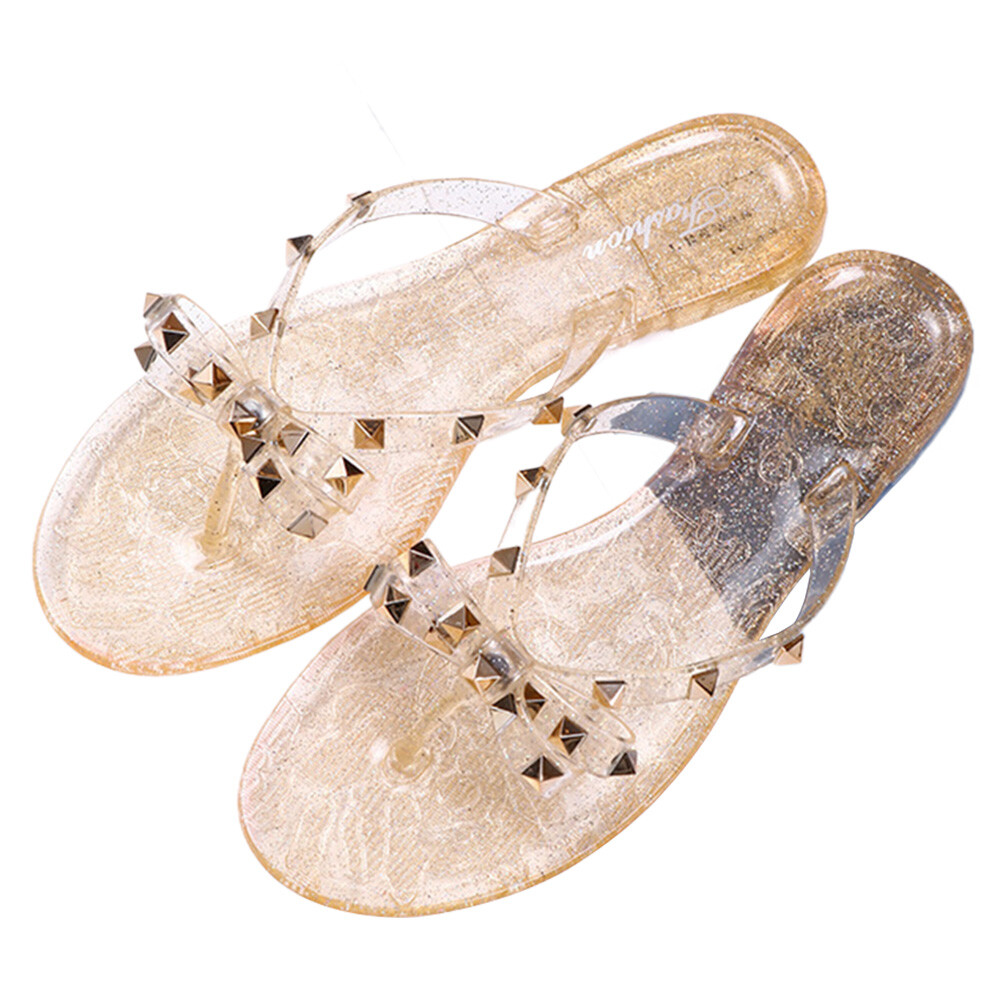 PANTOFOLA D’ORO Scarpe infradito in gelatina con borchie e fiocco scarpe doccia da donna eleganti estive