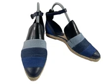 Nine West Ubetchao Womens Shoes Blue 7 M Leather Ankle Strap Espadrille Sandals