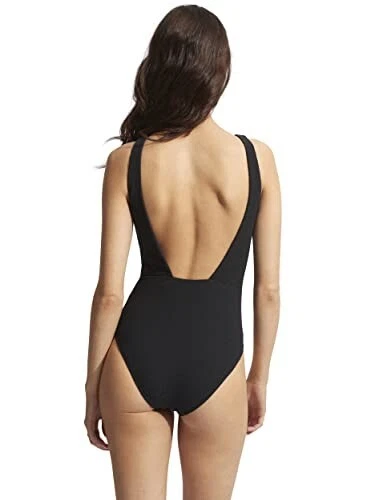 Traje de baño Seafolly L70634 para mujer negro sauce cuello alto de una pieza talla US 12 Foto 2 de 4