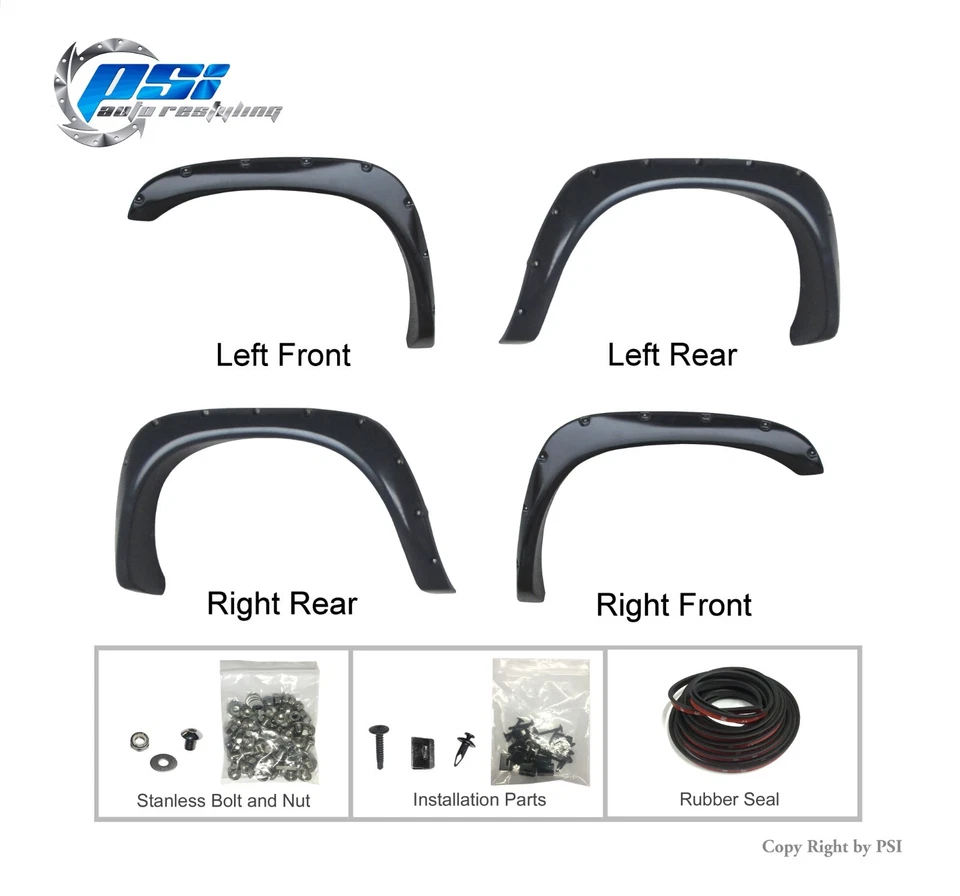 Pocket Bolt Fender Flares Fits Dodge Ram 1500 02-08 2500/3500 03-09, Paintable — 第 2/4 张图片