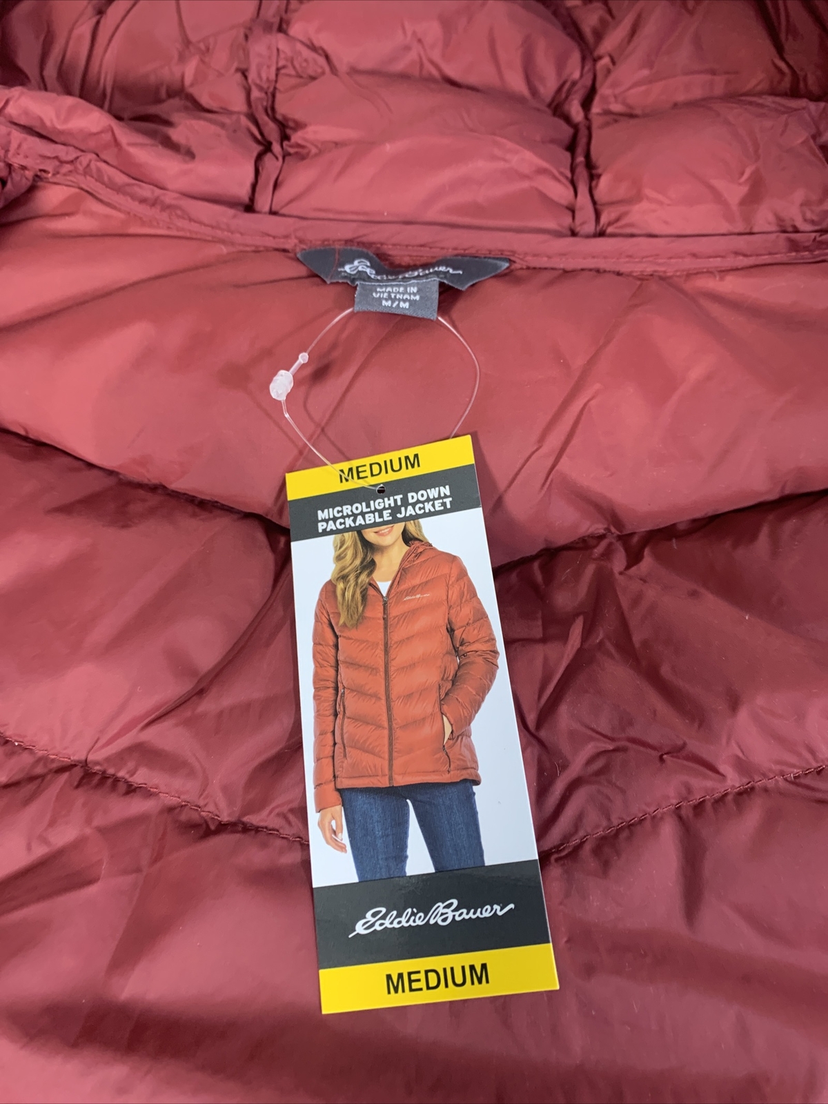 Eddie Bauer Women's M Microlight Packable Down Puffer Hooded Jacket