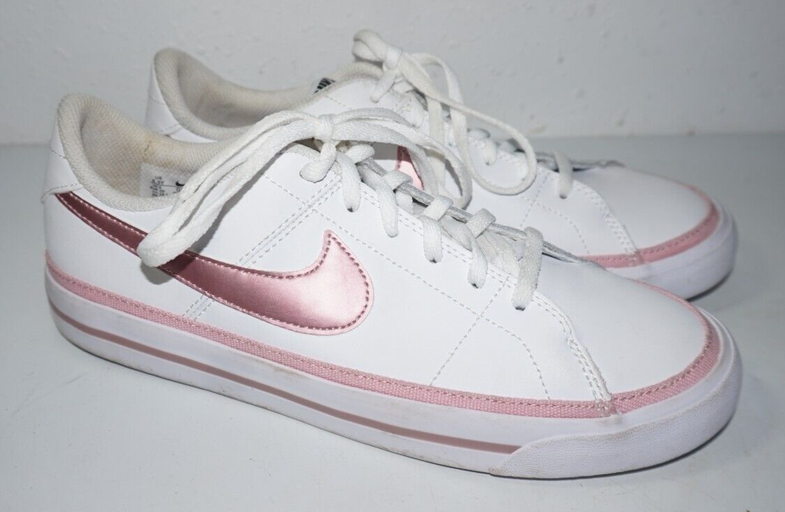 Nike Court Legacy White Pink Glaze Shoes Boy Youth Sz DA5380-110