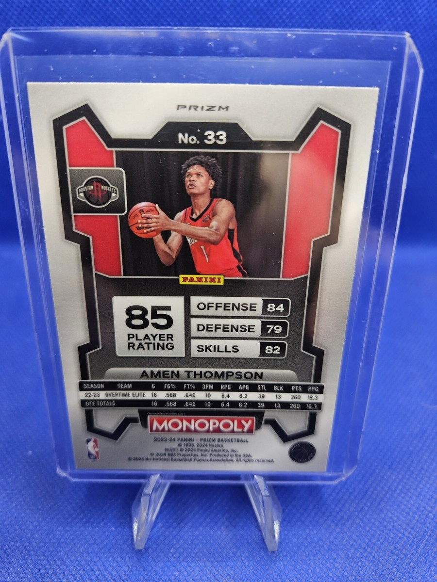 AMEN THOMPSON - 2023-24 Panini Prizm Monopoly #33 ROOKIE SILVER SP