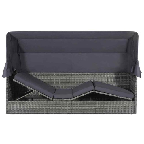 Sonnenliege Baldachin Poly Rattan Gartenmöbel Sonneninsel Loungesessel im Freien - Bild 21 von 33
