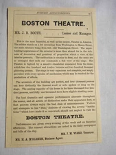 1872 Two Sided Boston Ads Boston Theatre and Prang's American Chromos