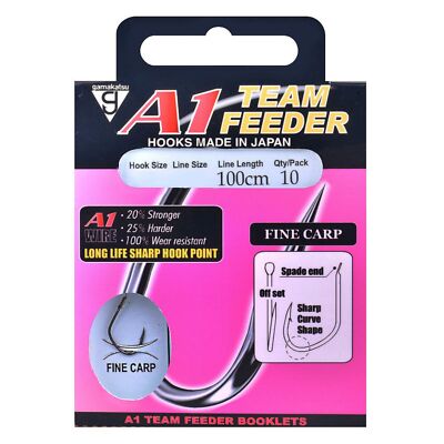 Gamakatsu A1 Team Feeder Fine Carp Booklet 100cm  - 10 Angelhaken, Einzelhaken 