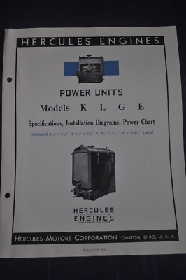 1931 Hercules  Power Unit Specifications Installation Charts Models  K L G E