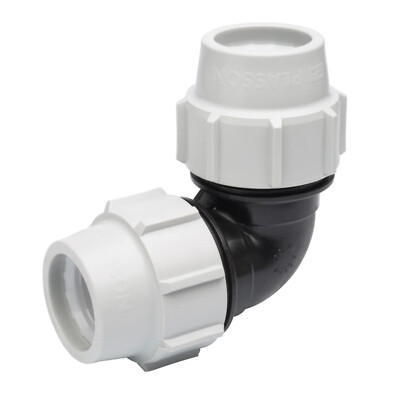 2 x Plasson 32mm Bögen / Bögen für blaues MDPE Wasserrohr. Kupplung 070500032