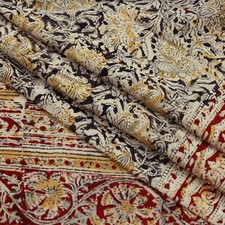 Indian Brown  Cream Vintage Dupatta Long Stole Block Print Pure Cotton Scarves