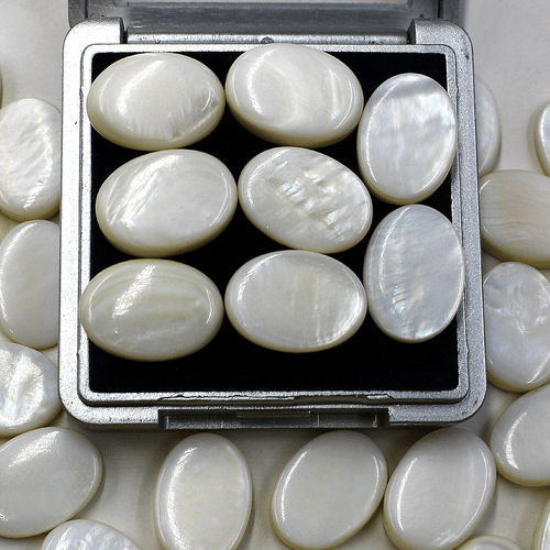15 Pcs Natural Mother Of Pearl Top Quality 17mmx13mm Oval Cabochon Gemstones Lot - Picture 12 of 14