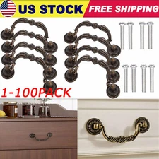 Lot Vintage Drop Bail Dresser Wardrobe Drawer Pull Antique Bronze Cabinet Handle