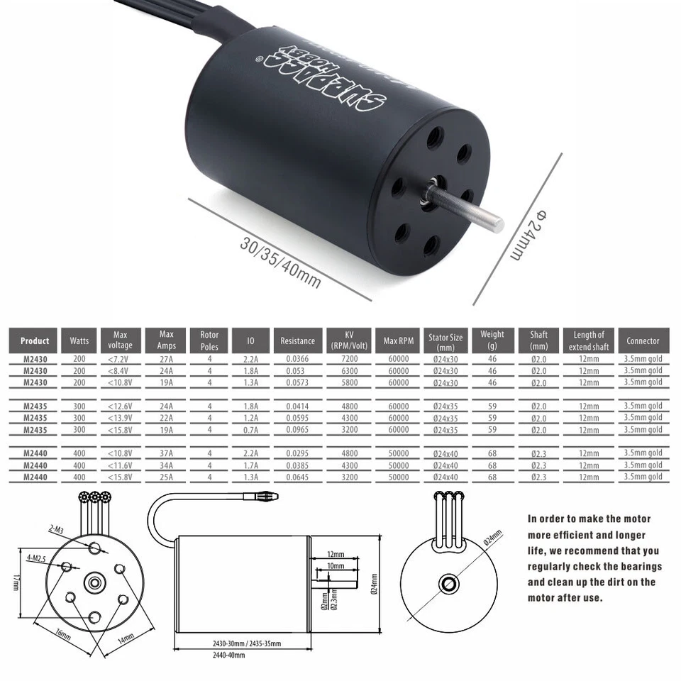 SURPASS HOBBY Brushless Motor 540 2845 3650 for 1/10 1/12 1/14 1/16 1/18 RC Car - Bild 4 von 4