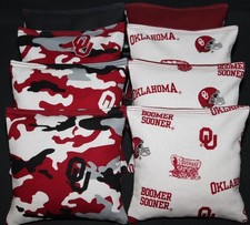 CORNHOLE BEANBAGS made w University of OKLAHOMA SOONERS Camo FABRIC ACA Reg Bags