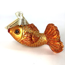 OWC Old World Christmas Blown Glass Graceful Gold FISH Ornament