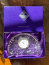 Edinburgh Crystal Clear Crystal Quartz Desk Clock Roman Numerals Starburst