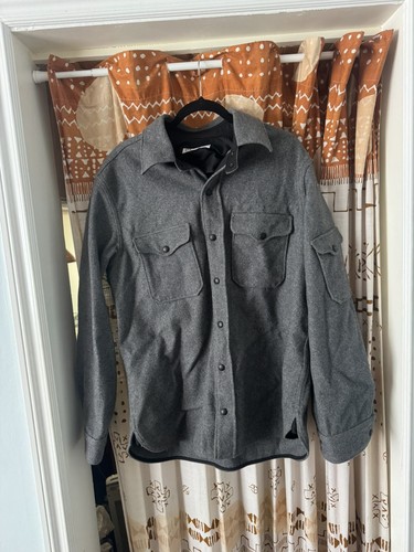 Gustin Charcoal Wool CPO Jacket Mens XL Gray Heavyweight Snap Work Shirt USA