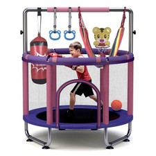 Trampoline for 55inch Mini Small Trampoline Outdoor Indoor Basketball Hoop, S...