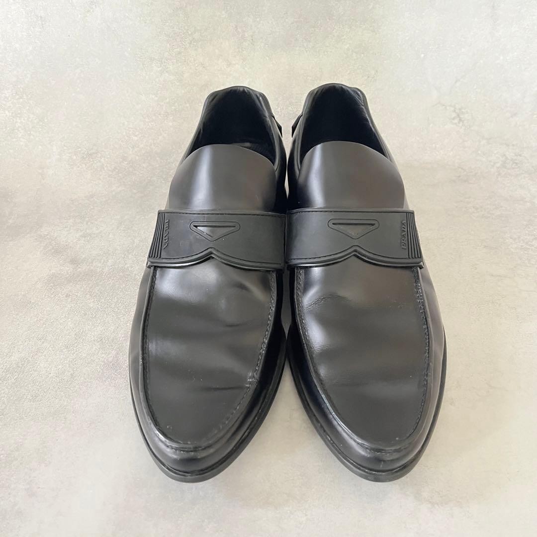 PRADA Men's Dress Shoes Loafers Leather Black UK8.5/US9.5 112979c thumbnail 3