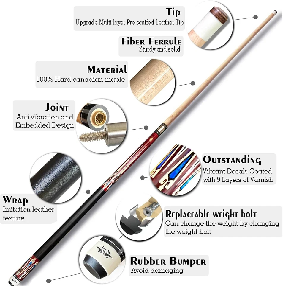 2-Piece Pool Stick Set 18-22 Oz - Multiple Colors - Image 4 of 4