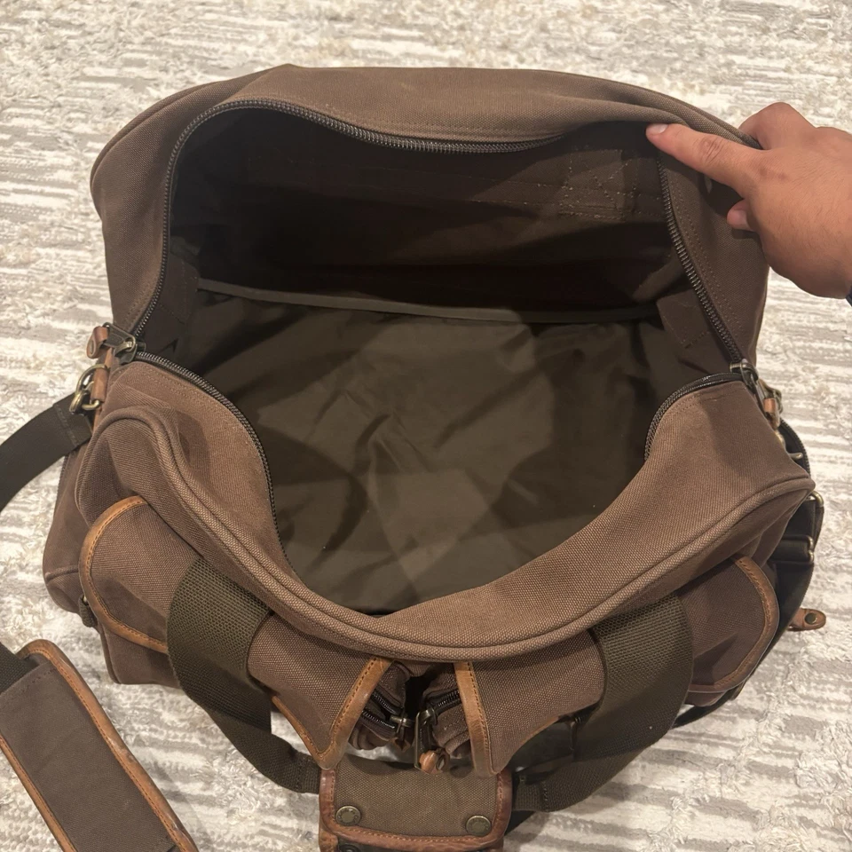 Vintage Cabela’s Leather Canvas Duffle Bag Carry On Travel Work Shoulder Rare - Image 3 of 4