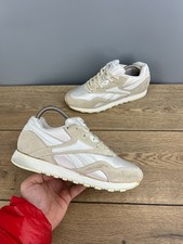 Vintage Reebok Classic Runners Women US 8.5 White Suede Nylon Retro