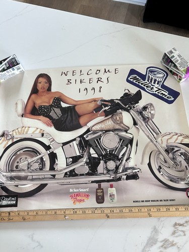 1998 Budwiser Poster Daytona Bike Week Harley Motorcycle Girl 28x18 Vintage