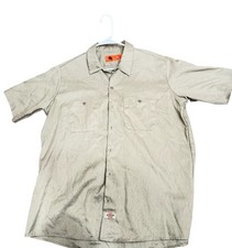 Dickies XL Short Sleeve Work Shirt Khaki Button Up