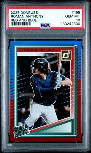2025 Donruss Rated Prospect ROMAN ANTHONY #155 Red & Blue (RC) PSA 10 (pop 1)