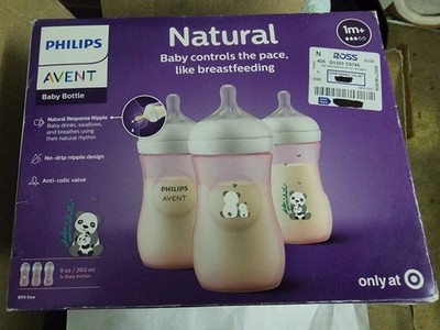 Philips Avent NIB Pack Of 3 Natural Baby Bottles Anti-Colic Natural 9 OZ.