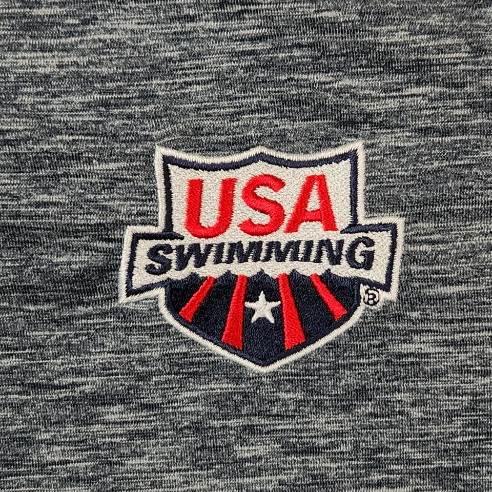 Pullover de natación antigua con cremallera de cuarto de EE. UU. para mujer XL jaspeado azul marino manga larga Foto 2 de 4