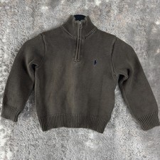 Polo Ralph Lauren Size 4/4T Mock Neck 1/4 Zip Sweater Gray Long Sleeve Cotton