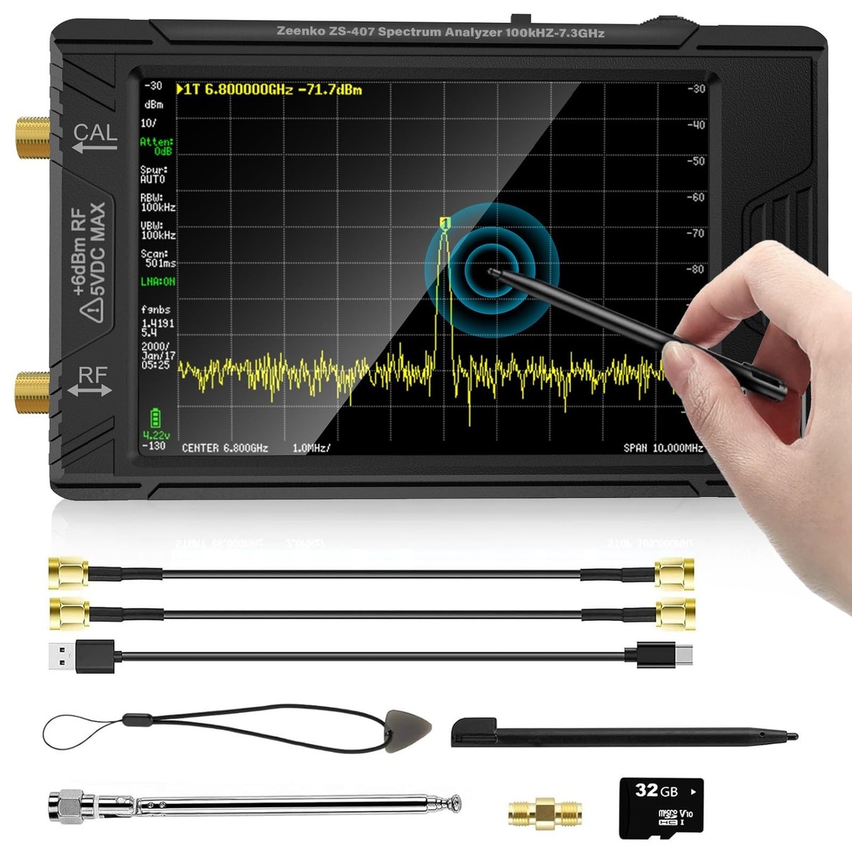 2025 Upgraded TinySA Ultra+ZS407 Spectrum Analyzer, 4.0 Inch