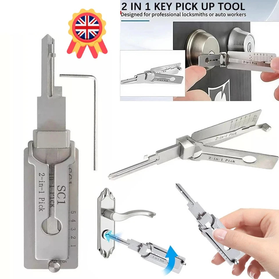 2 in 1 Maintenance Repair Key -Decoder Stainless Steel Key Pick Up Hook Hardware
