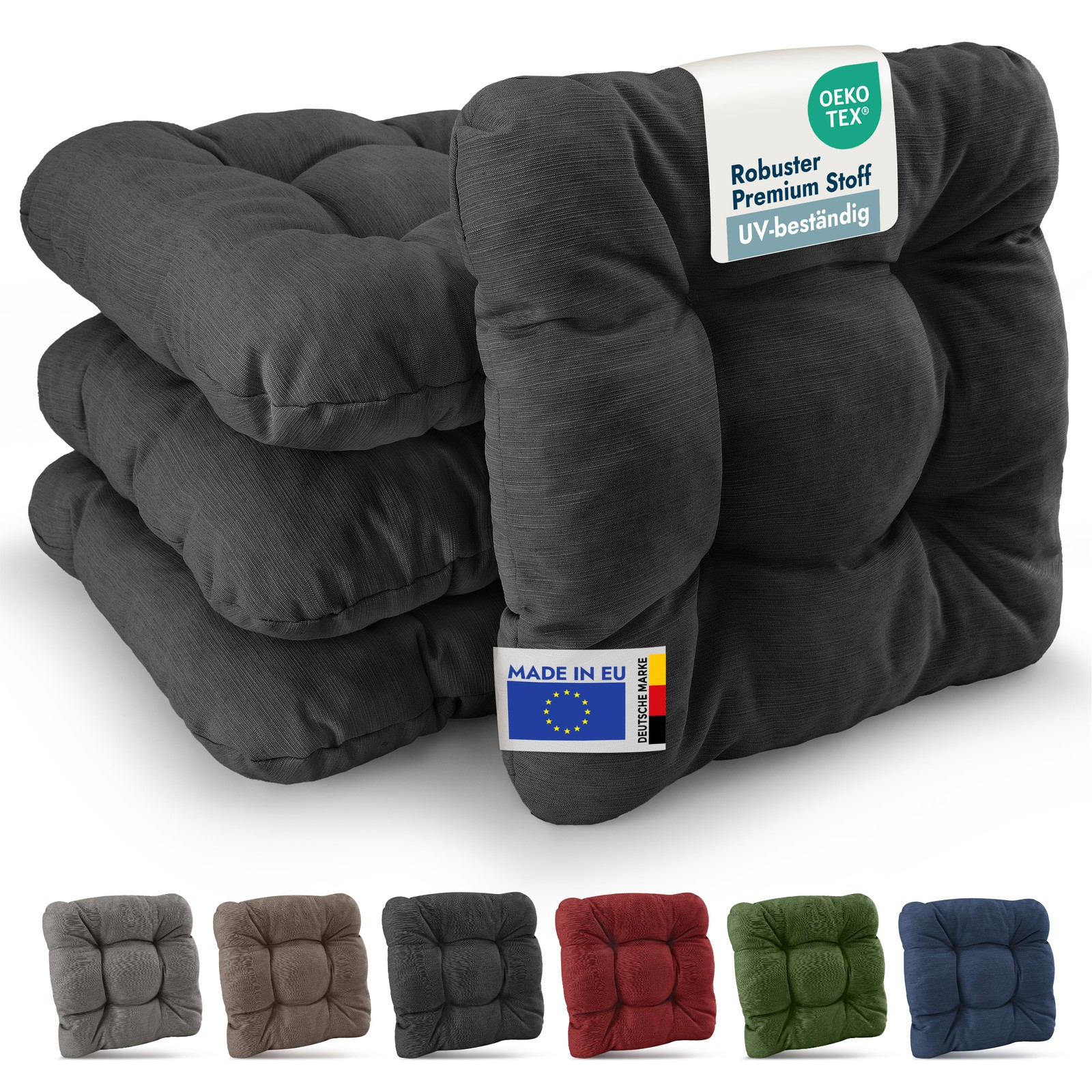 Sitzkissen 40 x 40 Kissen Polster dick Bodenkissen UV 4er Set Stuhl Stuhlkissen