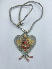 Asiatische Tribalschmuck Anhänger Tibet, Stehender Buddha Metall Mit Glassteinen