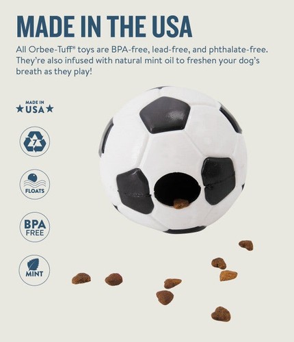 Planet Dog Orbee-Tuff Soccer Ball Treat Dispenser Interactive Dog Toy White - Picture 3 of 5